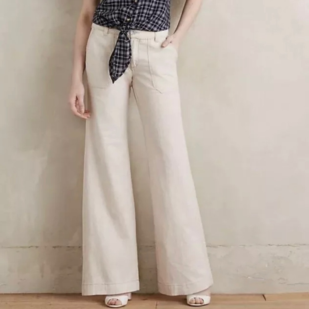 Anthropologie Linen Wide Leg Pants